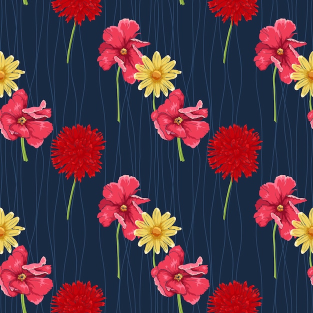 flower design for scarf and textile print seamless pattern background vector