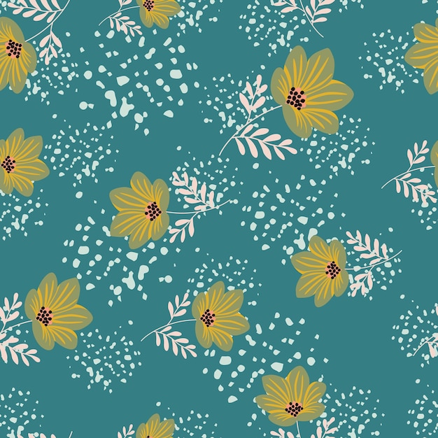 Flower stylized seamless pattern Cute botanical illustration Abstract floral background