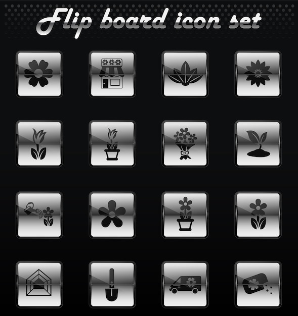 Flowers vector flip mechanical icons for user interface design