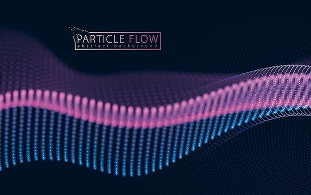 flowing energy particles, wave of blurred lights. blurred round lights vector effect illustration. 3d futuristic technology style.