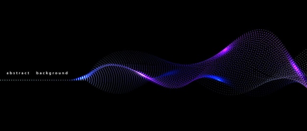 Flowing particles form waves a gradient light pattern modern technology background Vector illustration