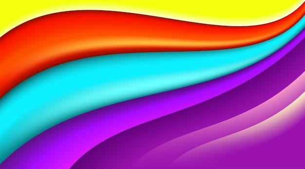 Fluid bright orange neon rays and colorful glowing lines abstract multicolor spectrum background