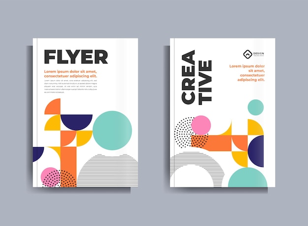 Flyer brochure design template business cover geometric theme circles orange and yellow color