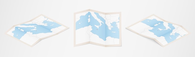 Folded map of Malta in three different versions.
