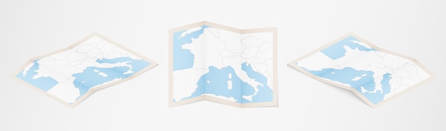 Folded map of Monaco in three different versions.