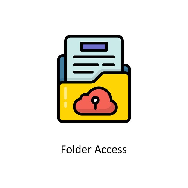 Folder Access Vector Filled Outline Icon Design illustration