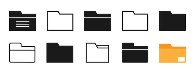 Folder Icon Set Vector Illustration Flat Folder Icon Sign Vector