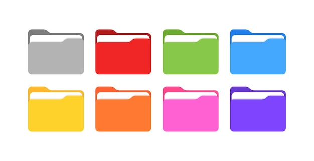 Folder set icons Flat style Vector illustration