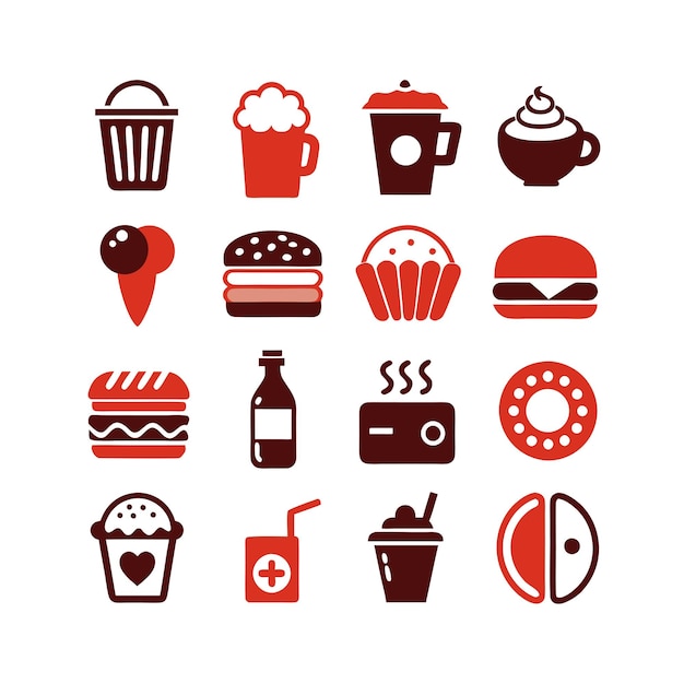 food and drink icon set vector illustration for documents websites and mobile applications