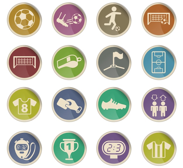 football vector icons in the form of round paper labels
