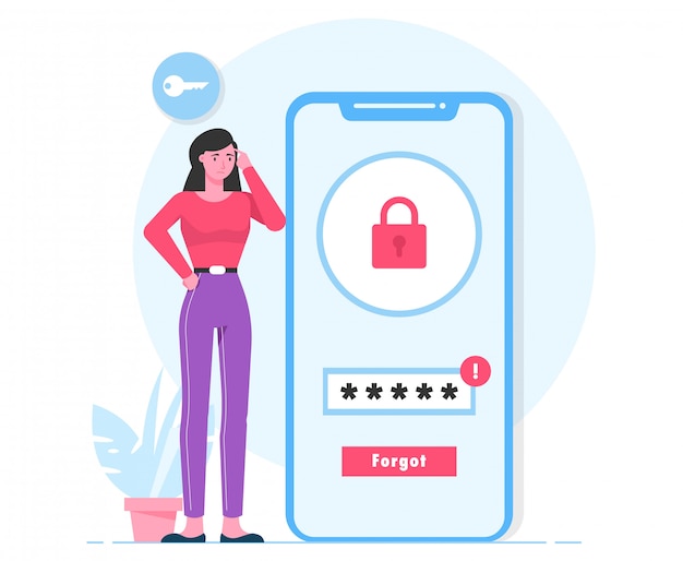 forgot password login woman flat illustration