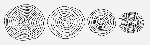 four doodle spiral pattern with white background circular doodle sketch