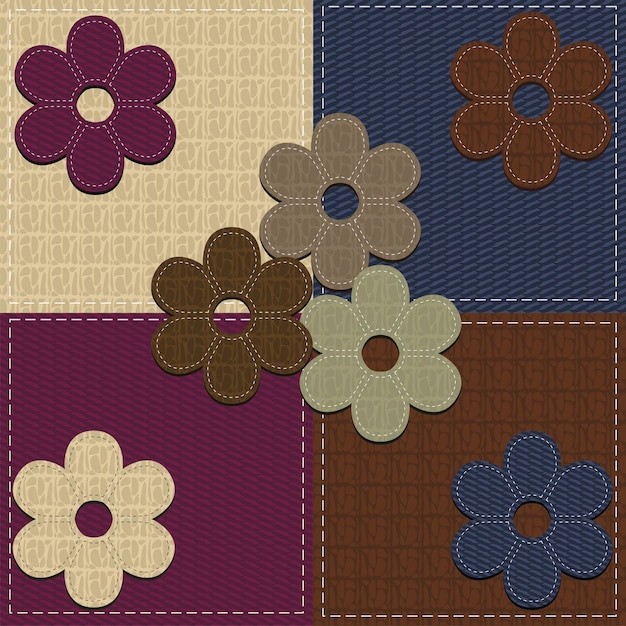 four seamless backgrounds and scrapbook flowers