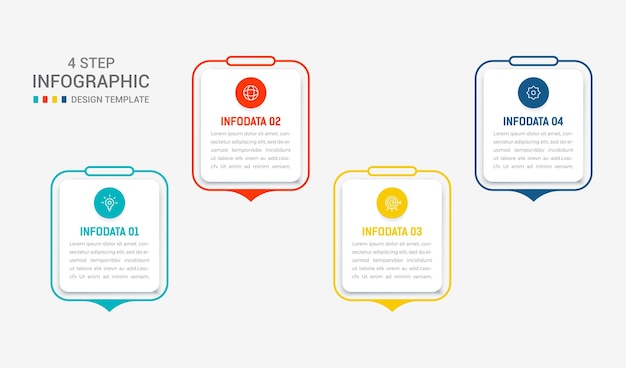 Four Step Infographic element design Vector template for presentation process diagram and presentations step workflow layout banner flow chart info graphic vector illustration