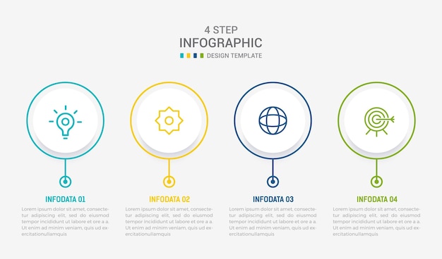 Four Step Infographic element design Vector template for presentation process diagram and presentations step workflow layout banner flow chart info graphic vector illustration