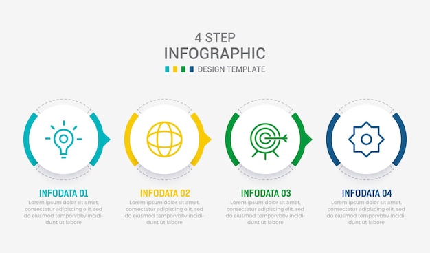 Four Step Infographic element design Vector template for presentation process diagram and presentations step workflow layout banner flow chart info graphic vector illustration