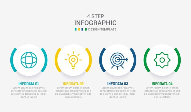 Four Step Infographic element design Vector template for presentation process diagram and presentations step workflow layout banner flow chart info graphic vector illustration