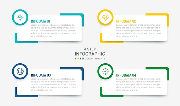 Four Step Infographic element design Vector template for presentation process diagram and presentations step workflow layout banner flow chart info graphic vector illustration