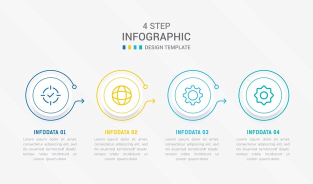 Four Step Infographic element design Vector template for presentation process diagram and presentations step workflow layout banner flow chart info graphic vector illustration