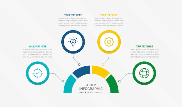 Four Step Infographic element design Vector template for presentation process diagram and presentations step workflow layout banner flow chart info graphic vector illustration