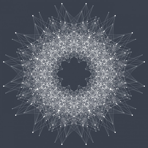 fractal element with connected line and dots.