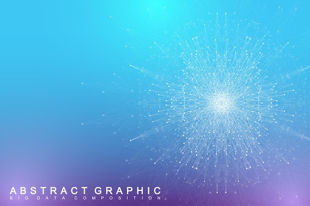 Fractal element with connected lines and dots big data complex virtual background communication or p...