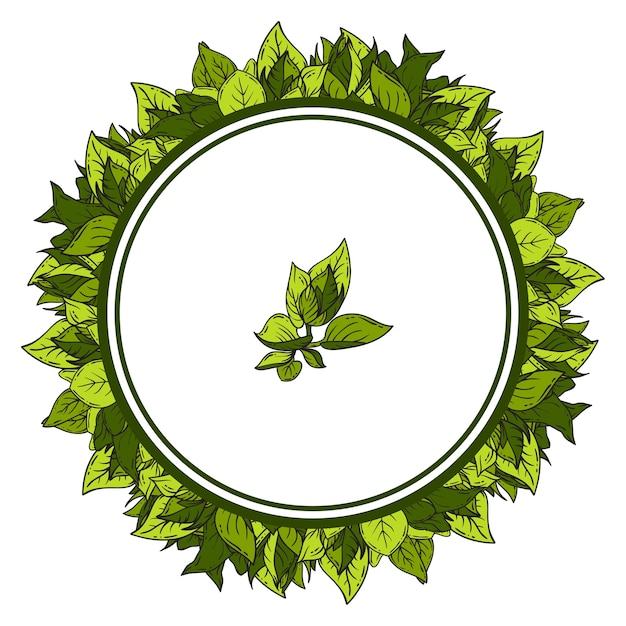 Frame of green leaves