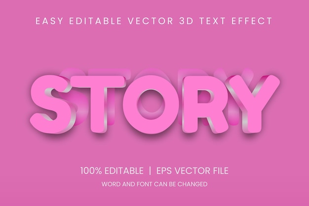 Free vector editable text effect Story, 3d romantic and Love font style