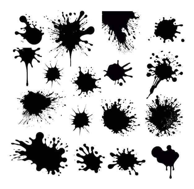 Free vector grunge ink splat set