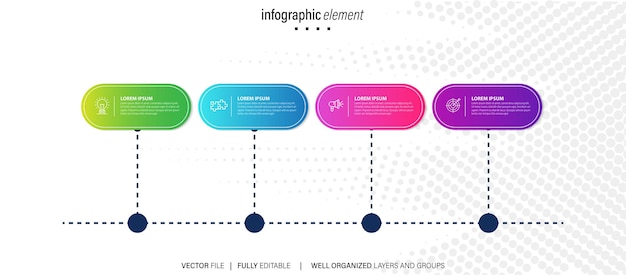 Free vector timeline with dates infographic template