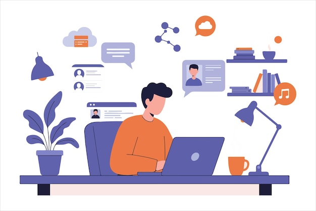 Freelancer Working on Laptop Productivity And Efficiency