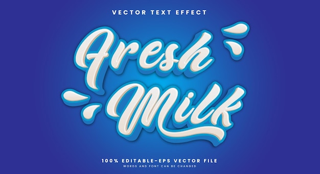 Fresh Milk 3d editable text effect Template suitable for fresh food