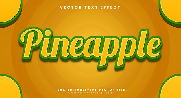 Fresh Pineapple editable text effect Template suitable for tropical food