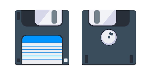 Front and back of a floppy disk a storage medium used in the past
