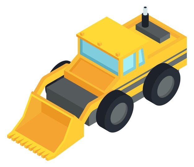 Front loader machine isometric icon Construction tractor