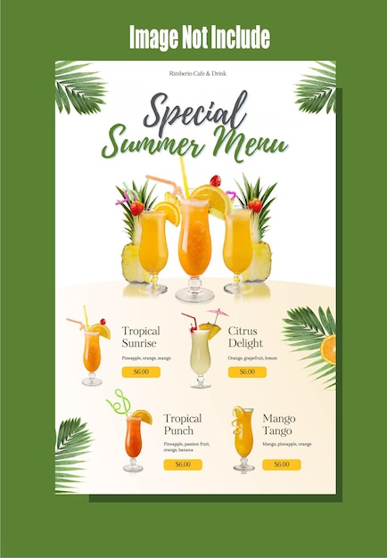 Fruit Juice Menu and price list flyer banner design social media post template