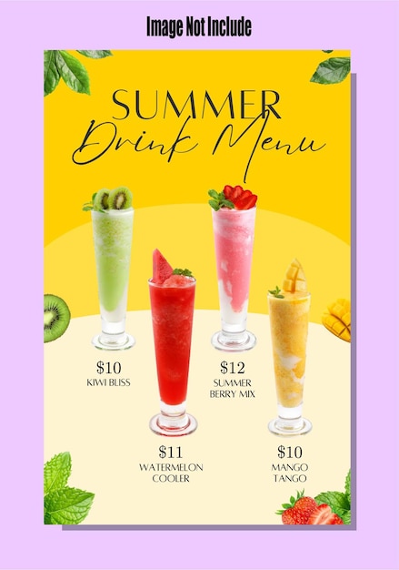 Fruit Juice Menu and price list flyer banner design social media post template