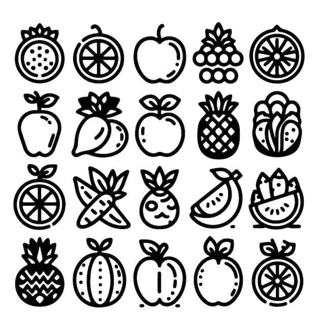 Fruits Icon Outlined with white background