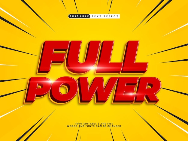 full power editable text effect in super heroes and kids text style