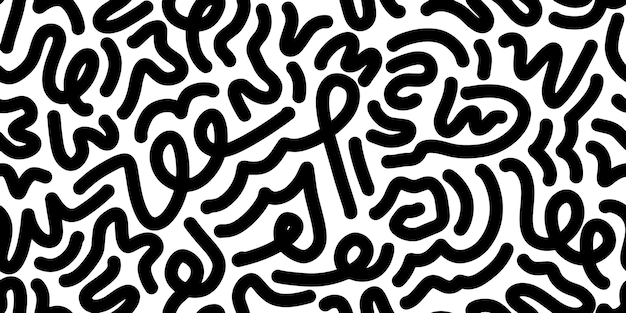 Fun line doodle seamless pattern Creative minimalist style art background for children