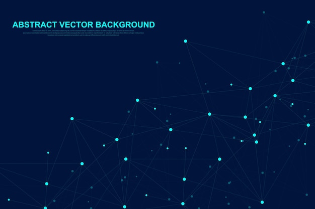 Futuristic abstract background blockchain technology. Global internet network connection. Peer to peer network business concept. Global cryptocurrency blockchain vector banner. Wave flow.