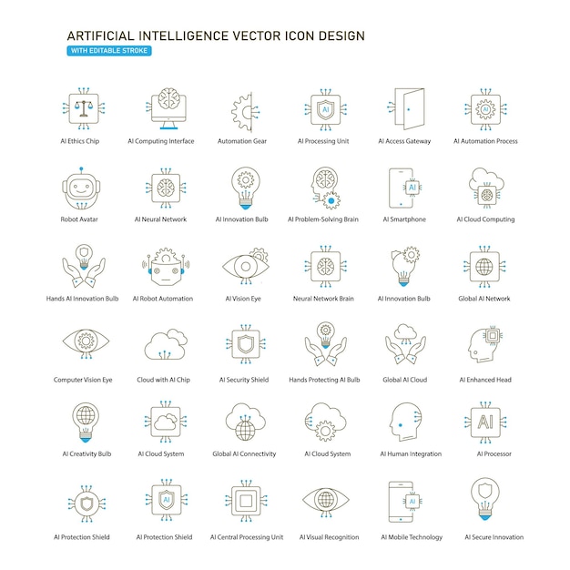 futuristic ai robotics vector icon design