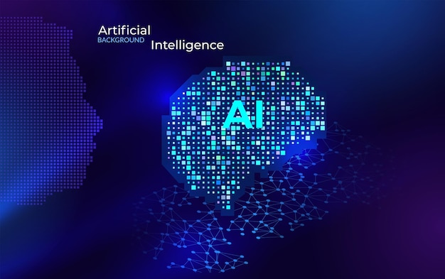 Futuristic Artificial Intelligence Concept Design Futuristic Neural Network Connections and Data Flow Abstract AI and Machine Learning Technology Visualization Background