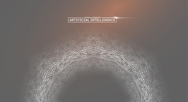 futuristic artificial intelligence with white wireframe patterns