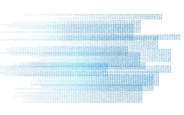 Futuristic binary code flow on white background Perfect for digital data matrix big data science and technology design