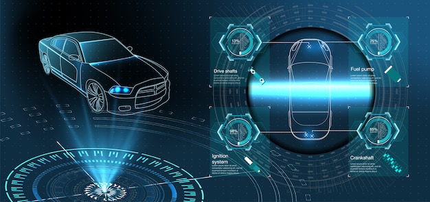 futuristic car service, scanning and auto data analysis. intelligent car .