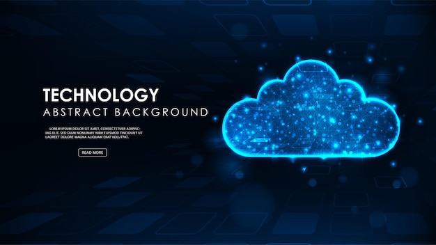 futuristic cloud strorage internet cyber concept abstract cloud connection on blue background