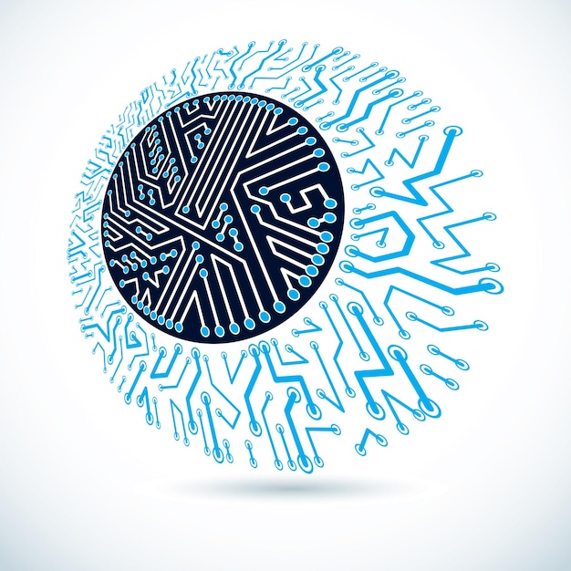 Futuristic cybernetic round scheme, vector motherboard illustration. Digital element, circuit board.
