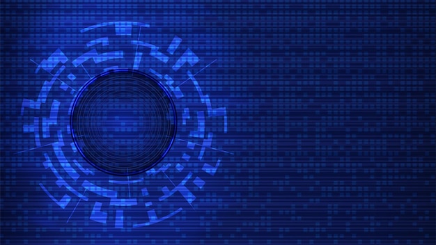 Futuristic digital technology template with copy spaces. Digital circle on an abstract blue background. Design element. Layout for a banner or website. EPS10 vector.