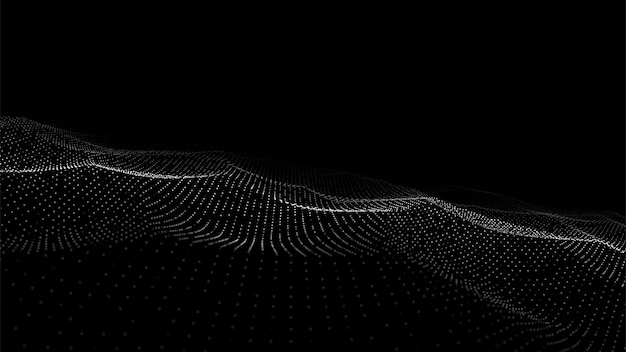Futuristic digital wave Dark cyberspace Vector abstract wave with dots and line